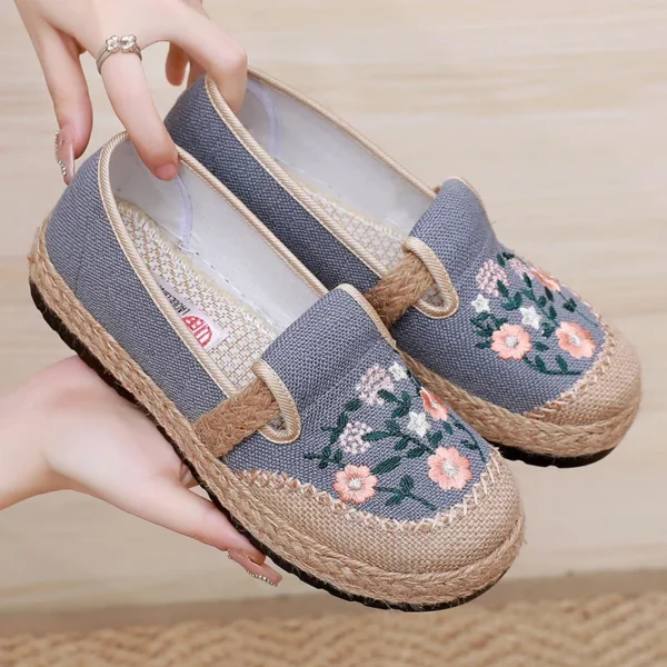 Women's Casual Shoes Summer Breathable Comfortable Embroidered Women's Shoes Canvas Shoes Embroidered Casual Shoes Flat Shoes - Image 2