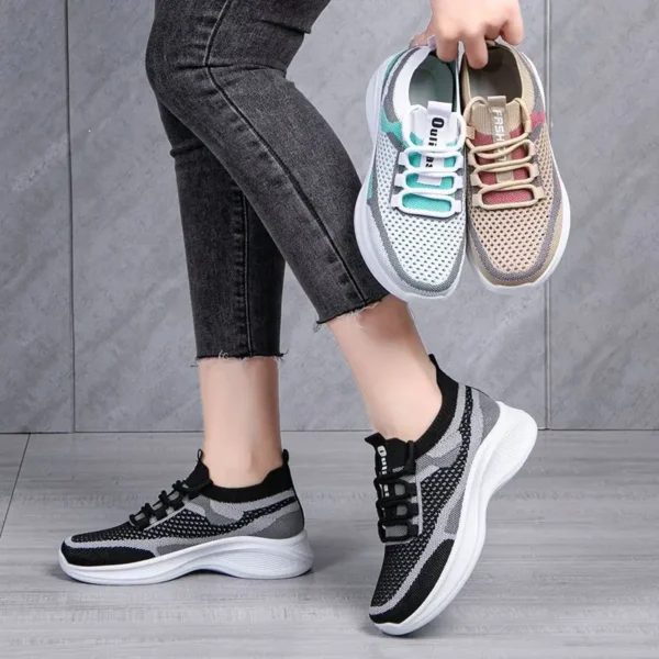 Women's Summer Shoes Fashion New White Shoes Mesh Breathable Sneaker Retro Color Mesh Lace-up Casual Shoes Increased 2025 - Image 8