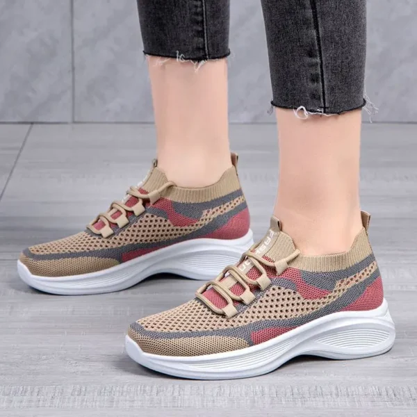 Women's Summer Shoes Fashion New White Shoes Mesh Breathable Sneaker Retro Color Mesh Lace-up Casual Shoes Increased 2025 - Image 6