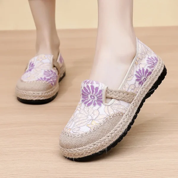 Women's Casual Shoes Fashion Printed Embroidered Woven Flat Shoes Mesh Breathable Comfortable Soft Sole Women's Shoes - Image 6
