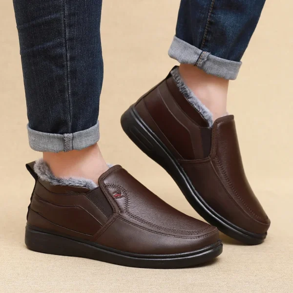 Winter Men Cotton Shoes Waterproof Anti Slip Plush Warm Casual Shoes Middle-aged Elderly People Comfort Flat Soled Snow Boots - Image 7