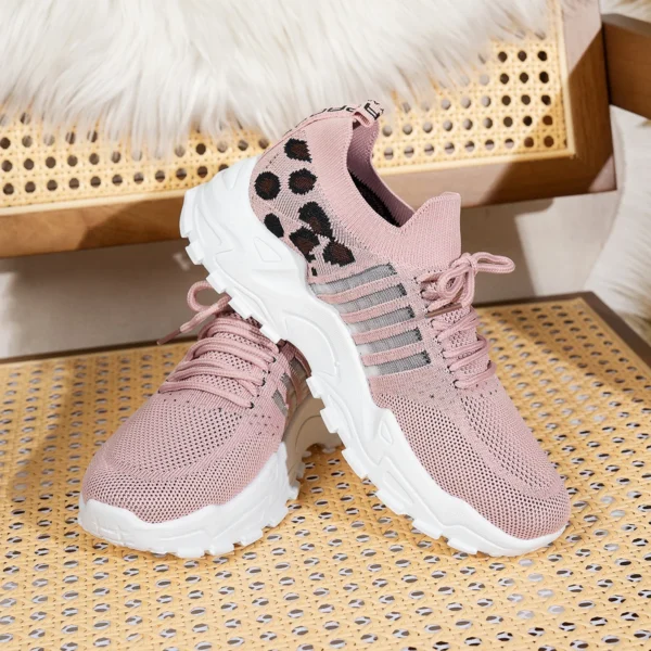 Women's Casual Shoes Summer 2025 New Breathable Walking Mesh Flat Shoes plus size sneaker Women Fitness Leopard Print Women - Image 4