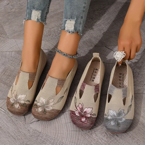 Women's Summer Shoes 2025 New Casual Shoes Embroidered Breathable Flat Shoes Comfortable Soft Sole Shoes Non-slip Women's Shoes - Image 8
