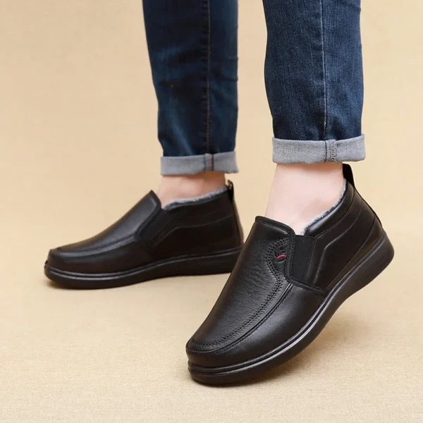 Winter Men Cotton Shoes Waterproof Anti Slip Plush Warm Casual Shoes Middle-aged Elderly People Comfort Flat Soled Snow Boots - Image 4