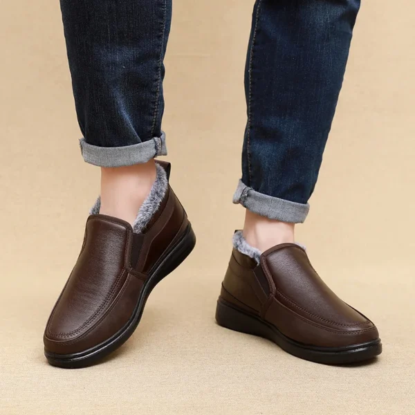 Winter Men Cotton Shoes Waterproof Anti Slip Plush Warm Casual Shoes Middle-aged Elderly People Comfort Flat Soled Snow Boots - Image 6