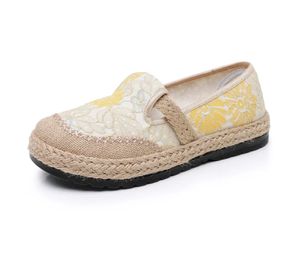 Women's Casual Shoes Fashion Printed Embroidered Woven Flat Shoes Mesh Breathable Comfortable Soft Sole Women's Shoes - Image 3