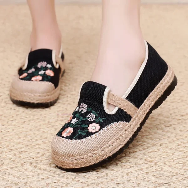 Women's Casual Shoes Summer Breathable Comfortable Embroidered Women's Shoes Canvas Shoes Embroidered Casual Shoes Flat Shoes - Image 7