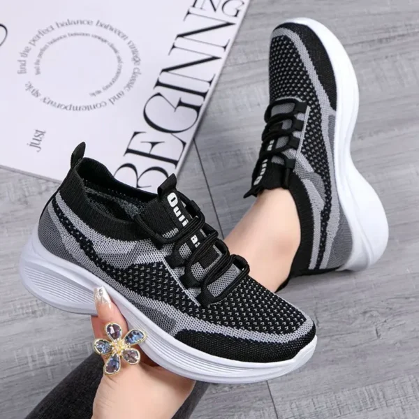 Women's Summer Shoes Fashion New White Shoes Mesh Breathable Sneaker Retro Color Mesh Lace-up Casual Shoes Increased 2025 - Image 3