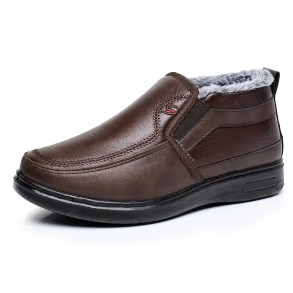 Winter Men Cotton Shoes Waterproof Anti Slip Plush Warm Casual Shoes Middle-aged Elderly People Comfort Flat Soled Snow Boots - Image 2