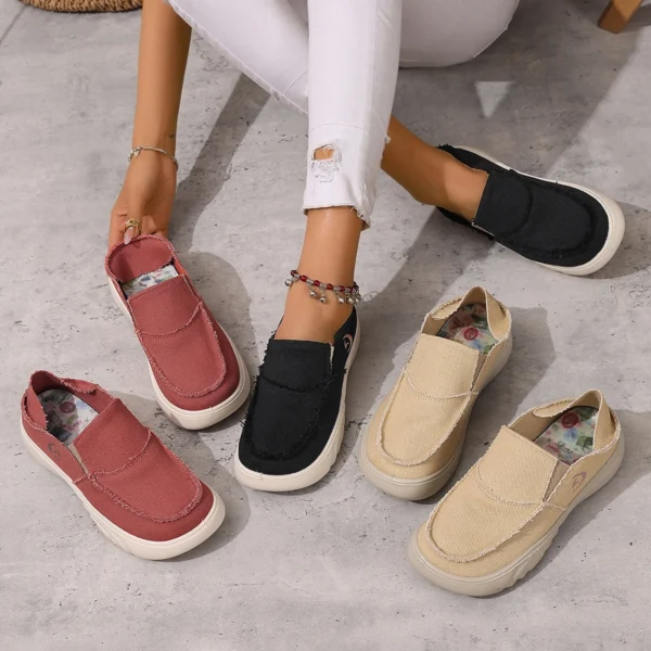 2025 Summer Women Canvas Shoes Canvas Shoes Breathable Casual Shoes Women Music Bottom Shoes Comfortable Light Lazy Boat Shoes - Image 6