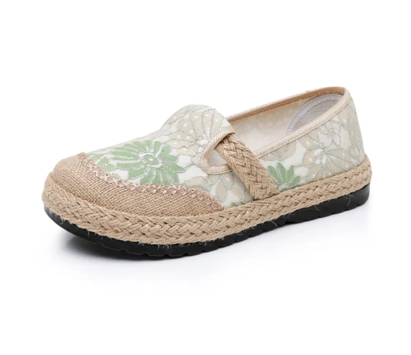 Women's Casual Shoes Fashion Printed Embroidered Woven Flat Shoes Mesh Breathable Comfortable Soft Sole Women's Shoes
