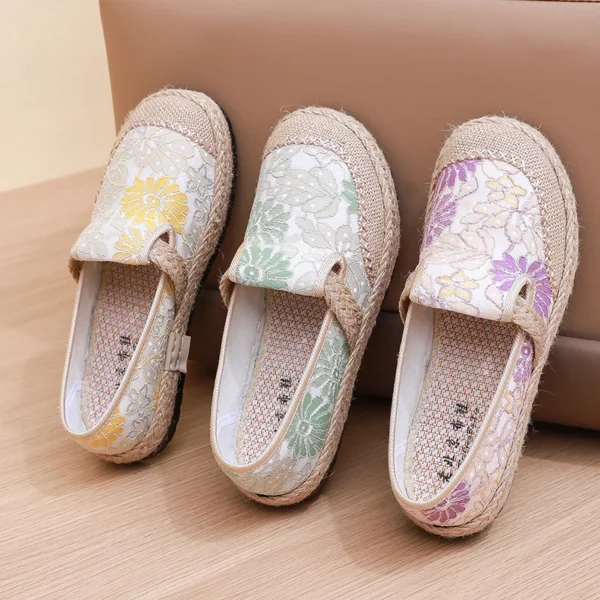 Women's Casual Shoes Fashion Printed Embroidered Woven Flat Shoes Mesh Breathable Comfortable Soft Sole Women's Shoes - Image 7