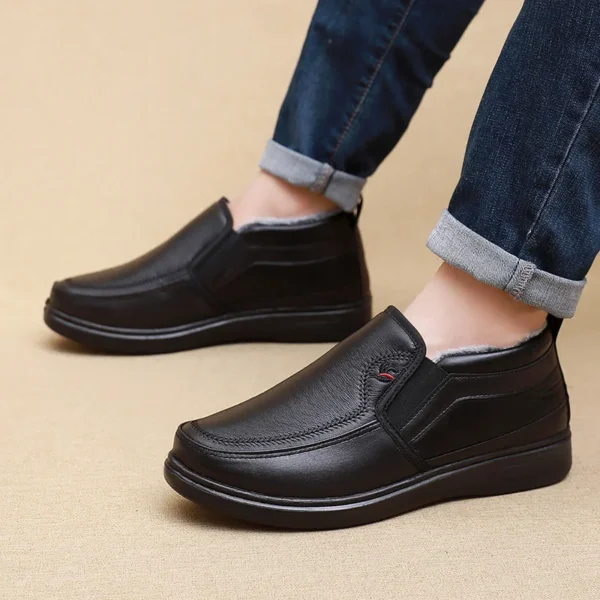 Winter Men Cotton Shoes Waterproof Anti Slip Plush Warm Casual Shoes Middle-aged Elderly People Comfort Flat Soled Snow Boots - Image 3
