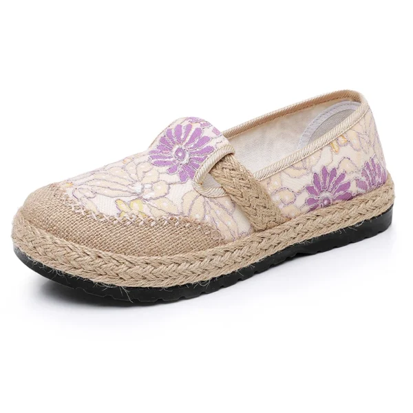 Women's Casual Shoes Fashion Printed Embroidered Woven Flat Shoes Mesh Breathable Comfortable Soft Sole Women's Shoes - Image 4