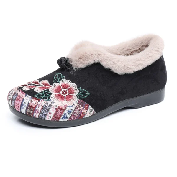 2024 Winter Cotton Shoes Embroidered Bag with Middle-aged and Elderly Warm Ethnic Wind Comfortable Soft Sole Mother Cotton Shoes - Image 2