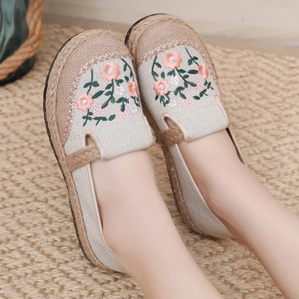 Women's Casual Shoes Summer Breathable Comfortable Embroidered Women's Shoes Canvas Shoes Embroidered Casual Shoes Flat Shoes - Image 5