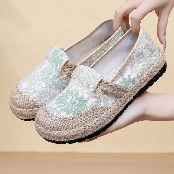 Women's Casual Shoes Fashion Printed Embroidered Woven Flat Shoes Mesh Breathable Comfortable Soft Sole Women's Shoes - Image 5