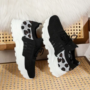 Women's Casual Shoes Summer 2025 New Breathable Walking Mesh Flat Shoes plus size sneaker Women Fitness Leopard Print Women