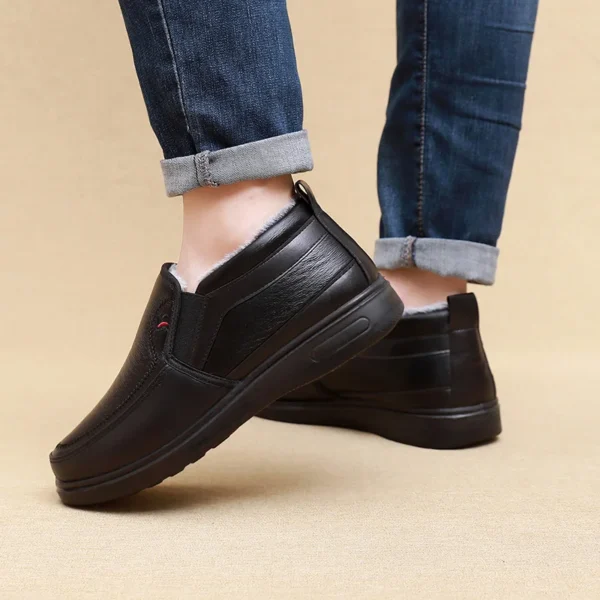 Winter Men Cotton Shoes Waterproof Anti Slip Plush Warm Casual Shoes Middle-aged Elderly People Comfort Flat Soled Snow Boots - Image 5