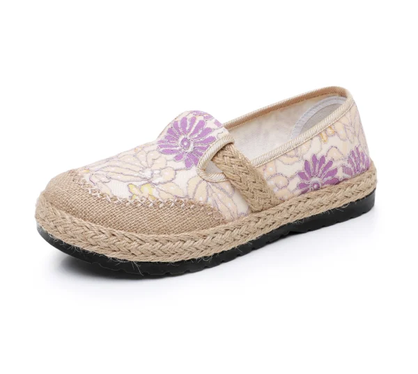Women's Casual Shoes Fashion Printed Embroidered Woven Flat Shoes Mesh Breathable Comfortable Soft Sole Women's Shoes - Image 2