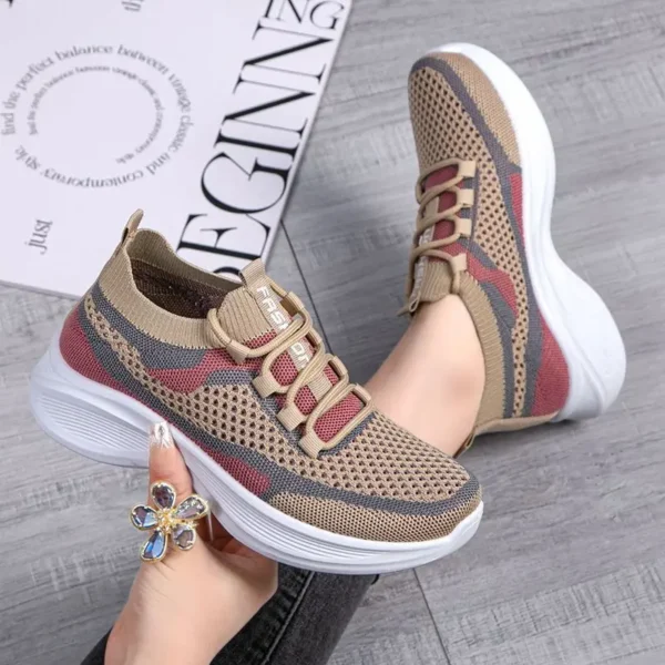 Women's Summer Shoes Fashion New White Shoes Mesh Breathable Sneaker Retro Color Mesh Lace-up Casual Shoes Increased 2025 - Image 2