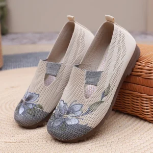 Women's Summer Shoes 2025 New Casual Shoes Embroidered Breathable Flat Shoes Comfortable Soft Sole Shoes Non-slip Women's Shoes