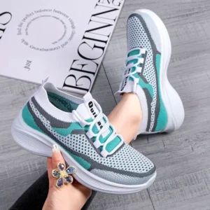 Women's Summer Shoes Fashion New White Shoes Mesh Breathable Sneaker Retro Color Mesh Lace-up Casual Shoes Increased 2025